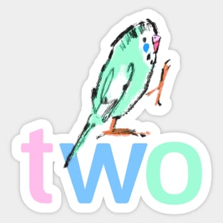 Parakeet Two - Second Birthday Design Sticker